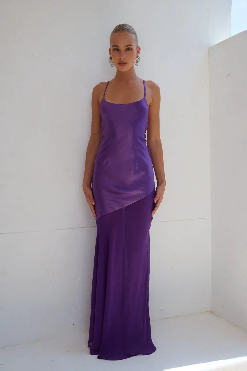 Simple Mermaid/Trumpet Scooped Neck Sleeveless Satin Floor-Length Prom Dress