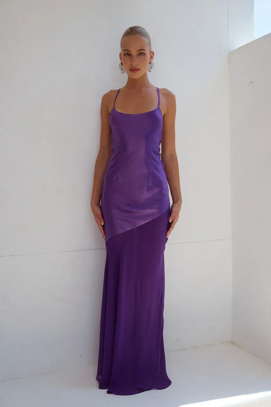 Simple Mermaid/Trumpet Scooped Neck Sleeveless Satin Floor-Length Prom Dress