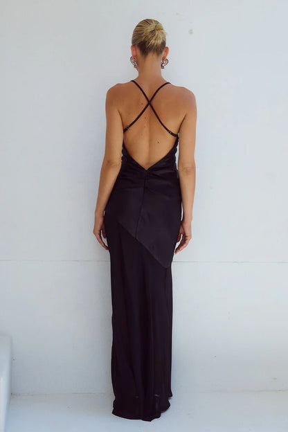 Simple Mermaid/Trumpet Scooped Neck Sleeveless Satin Floor-Length Prom Dress