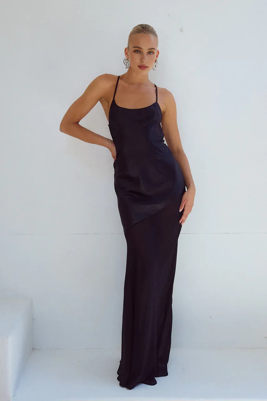 Simple Mermaid/Trumpet Scooped Neck Sleeveless Satin Floor-Length Prom Dress