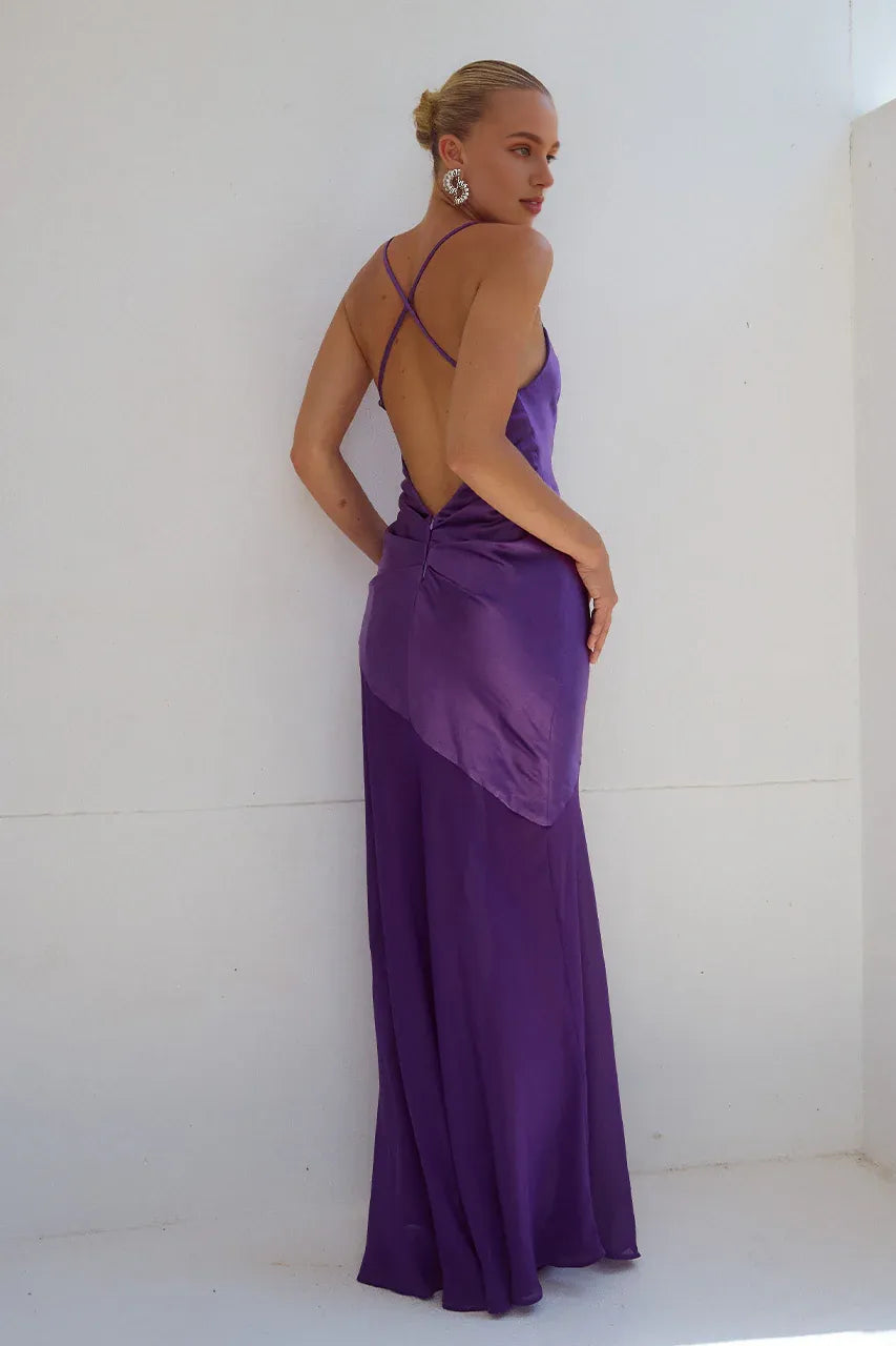 Simple Mermaid/Trumpet Scooped Neck Sleeveless Satin Floor-Length Prom Dress