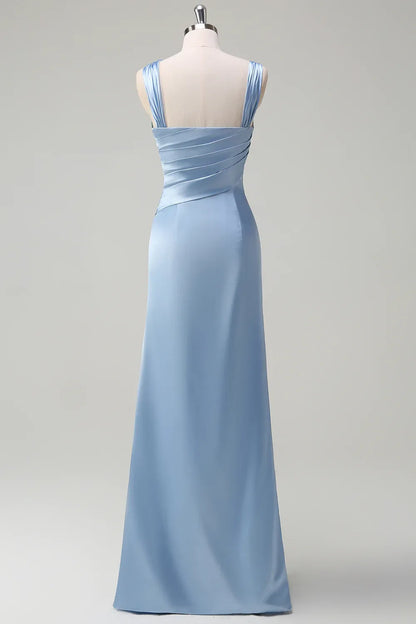 Simple Sheath/Column One Shoulde Sleeveless Satin Floor-Length Evening Dress