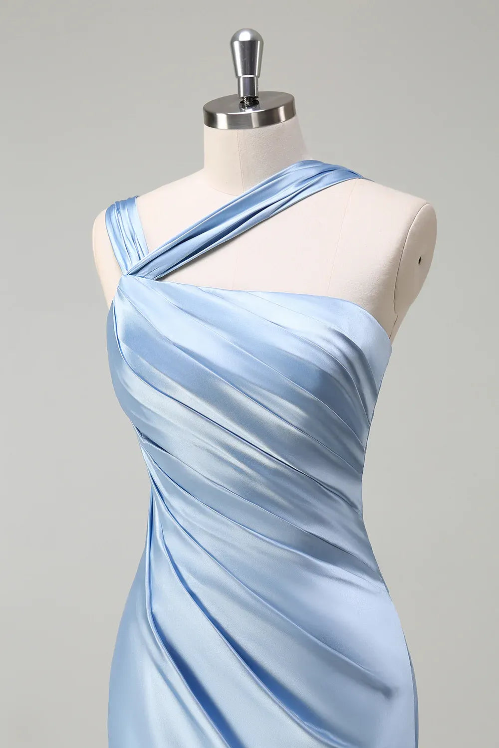 Simple Sheath/Column One Shoulde Sleeveless Satin Floor-Length Evening Dress