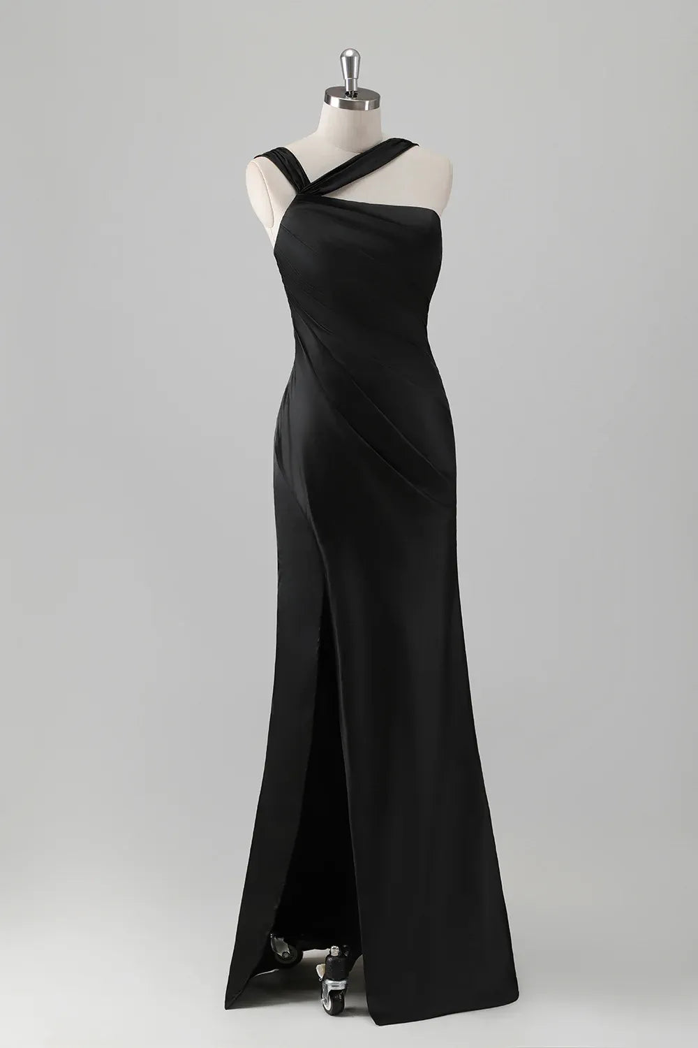 Simple Sheath/Column One Shoulde Sleeveless Satin Floor-Length Evening Dress