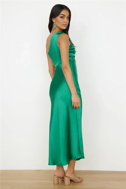 Simple Sheath/Column One Shoulder Sleeveless Backless Ankle-Length Prom Dress