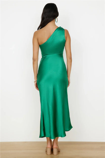 Simple Sheath/Column One Shoulder Sleeveless Backless Ankle-Length Prom Dress