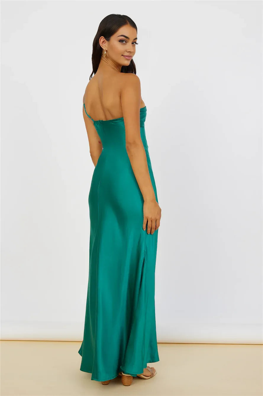 Simple Sheath/Column One Shoulder Sleeveless Backless Floor-Length Prom Dress