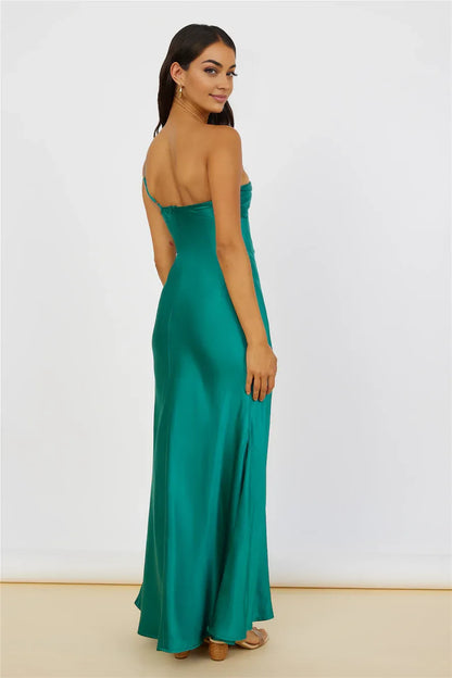 Simple Sheath/Column One Shoulder Sleeveless Backless Floor-Length Prom Dress