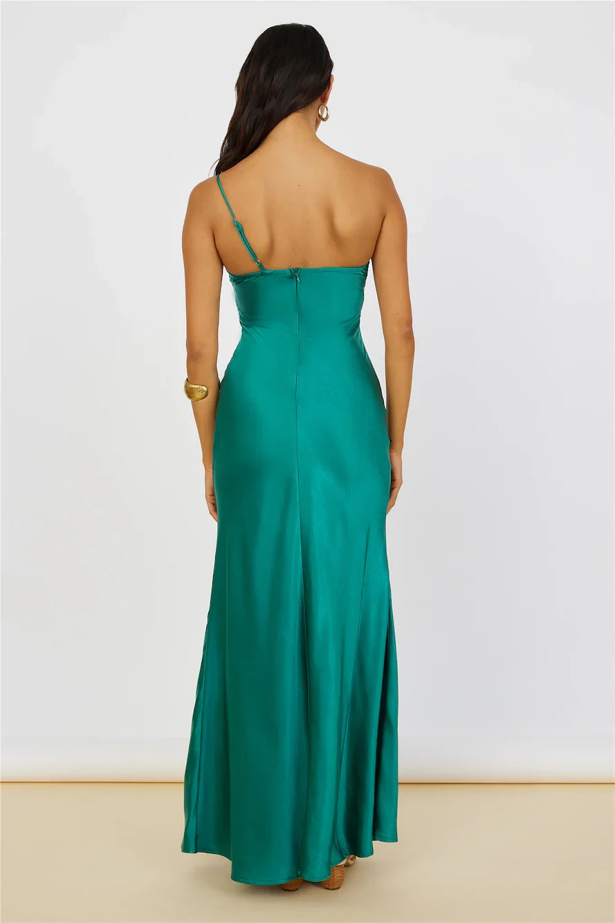 Simple Sheath/Column One Shoulder Sleeveless Backless Floor-Length Prom Dress