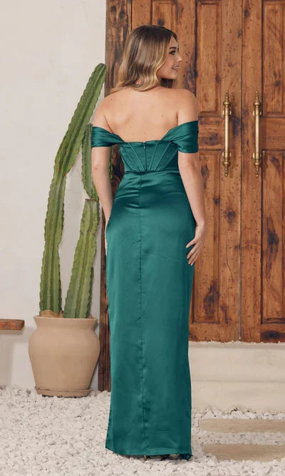 Simple Sheath Off-the-Shoulder Sleeveless Satin Floor-Length Prom Dress