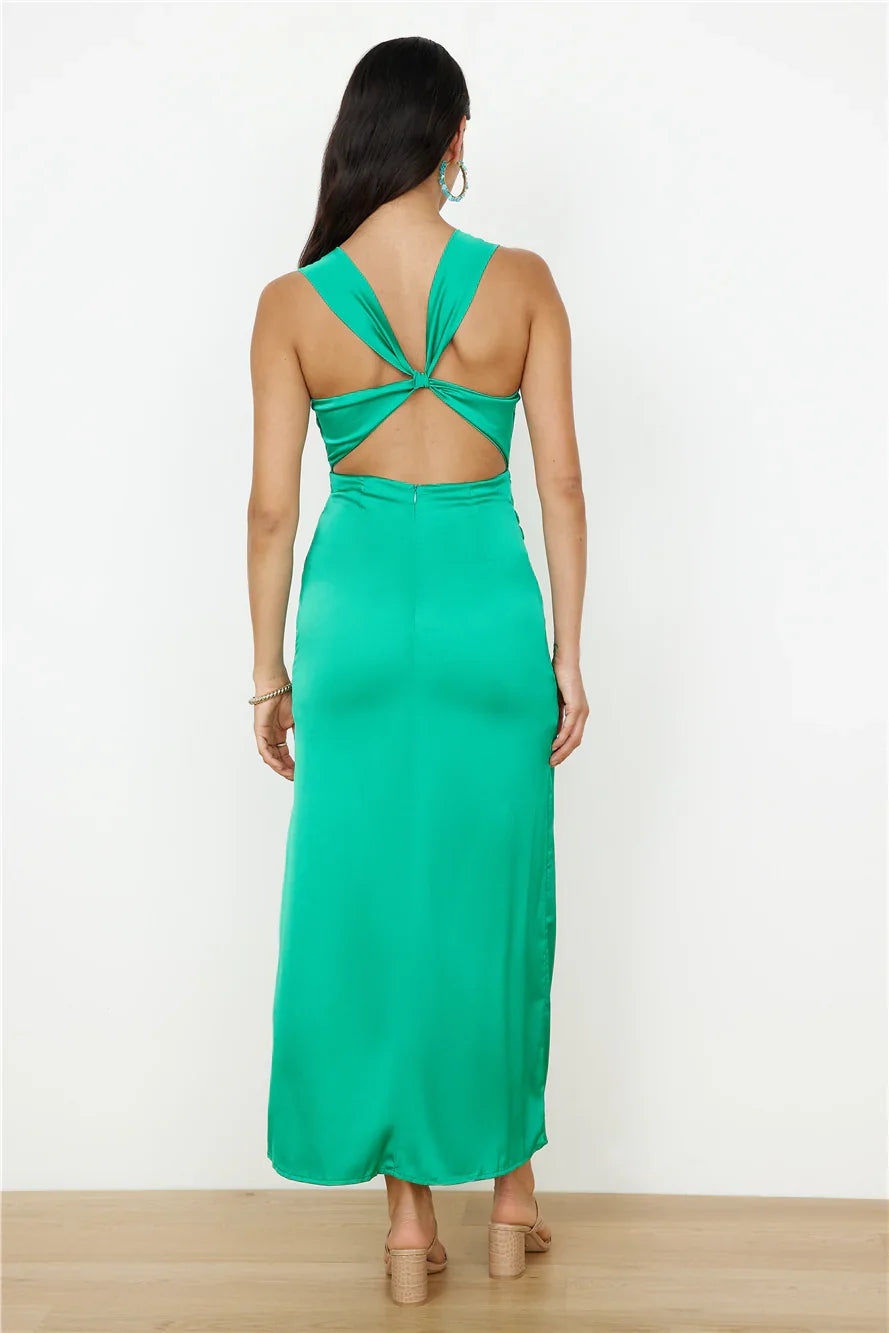 Simple Sheath Scoop-Neck Sleeveless Crisscross Back Ankle-Length Prom Dress