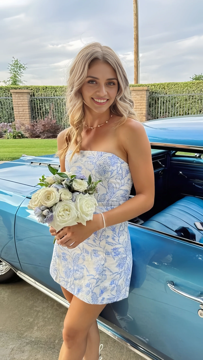 Simple Sleeveless Backless Homecoming Dresses Short Prom Dress Strapless