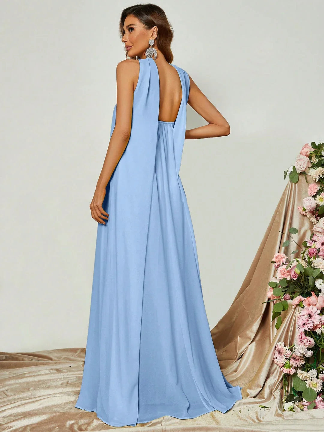 Simple Straight Tube Strapless Sleeveless Backless Sweep/Brush Train Prom Dress