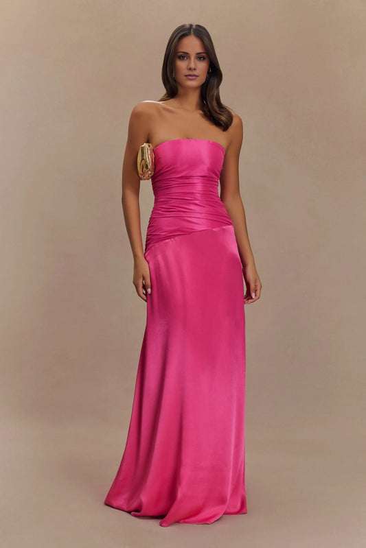 Simple Strapless Prom Dresses for Women Discount Long Bridesmaid Dresses Hot Sale Long Evening Dresses A-Line