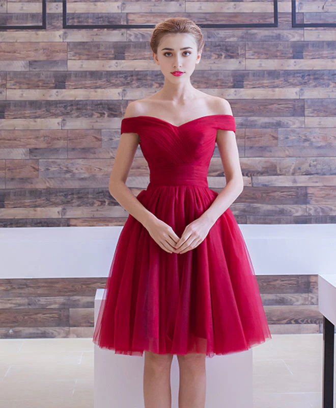 Simple Off Shoulder Tulle Homecoming Dresses