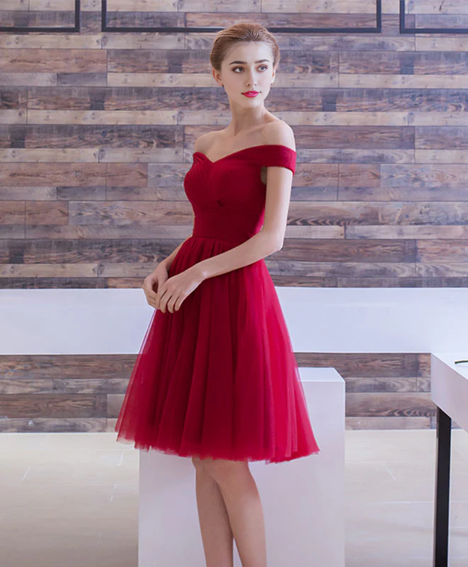 Simple Off Shoulder Tulle Homecoming Dresses