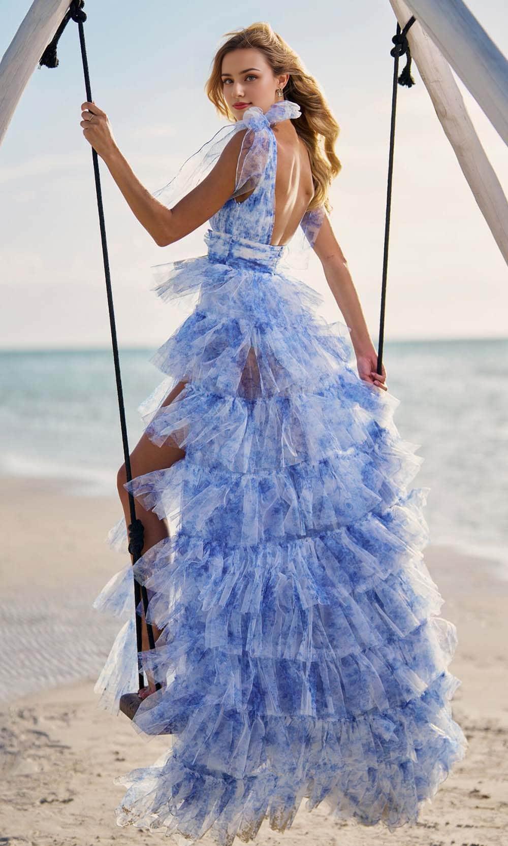 Sleeveless A-line Ruched Prom Dress Open Back Sweetheart V Neck Ruched Tiered Prom Dress / Prom Dress In Store
