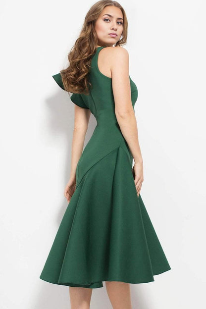 Sleeveless Asymmetrical Neck Ruffled Shoulder Short Formal Dress Evening Dress Tea-Length Prom Dress / Prom Dress In Store
