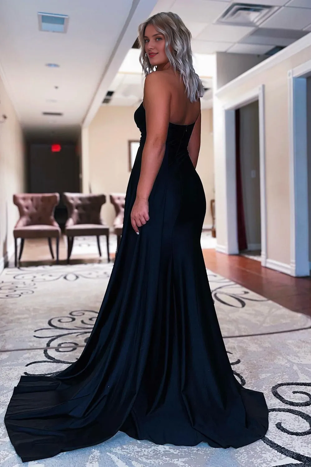 Sleeveless Floor Length One Shoulder Mermaid Prom Dress