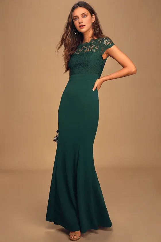 Formal Women's Dresses Romantic Hunter Green Sleeveless Lace Mermaid Maxi Dresss Prom Dress Stores