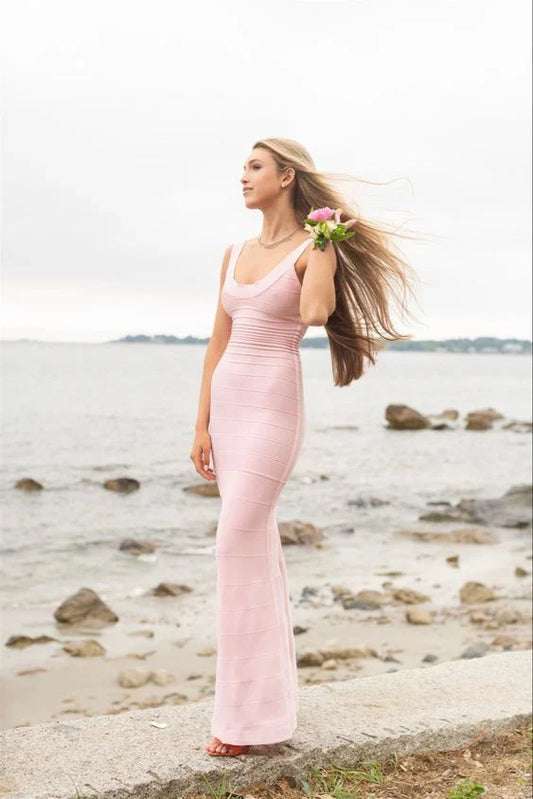 Formal Women's Dresses Sheath Light Pink Floor Length Sleeveless Prom Dress Prom Dress Store