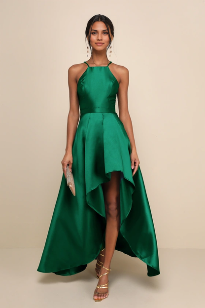 Formal Women's Dresses A-line Elegant Sleeveless Navy Blue High-Low Gown Prom Dress Shops ﻿