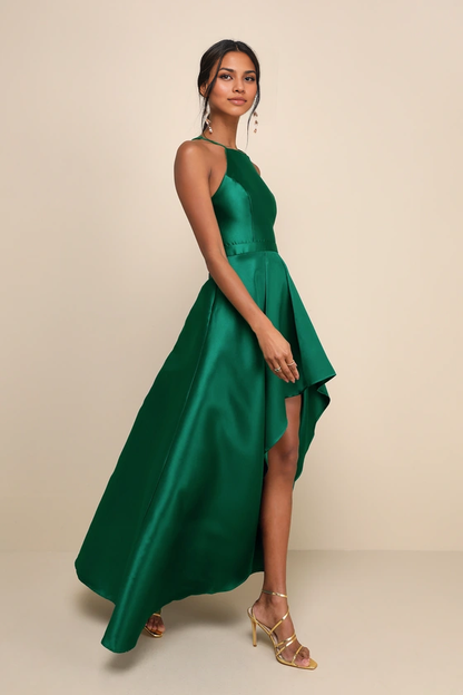 Formal Women's Dresses A-line Elegant Sleeveless Navy Blue High-Low Gown Prom Dress Shops ﻿