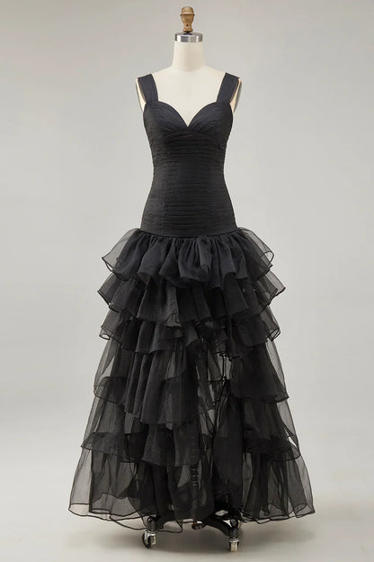 Sophisticated A Line Sweetheart Sleeveless Organza High-Low Prom Dress