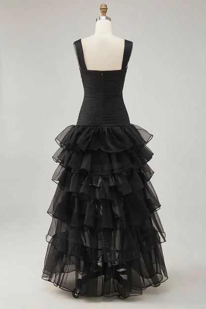 Sophisticated A Line Sweetheart Sleeveless Organza High-Low Prom Dress