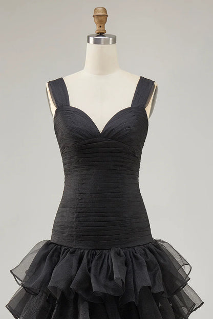 Sophisticated A Line Sweetheart Sleeveless Organza High-Low Prom Dress