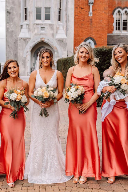 Spaghetti Straps Elegant Pink floor Lenght Long Bridesmaid Dress/Formal Women's Dresses