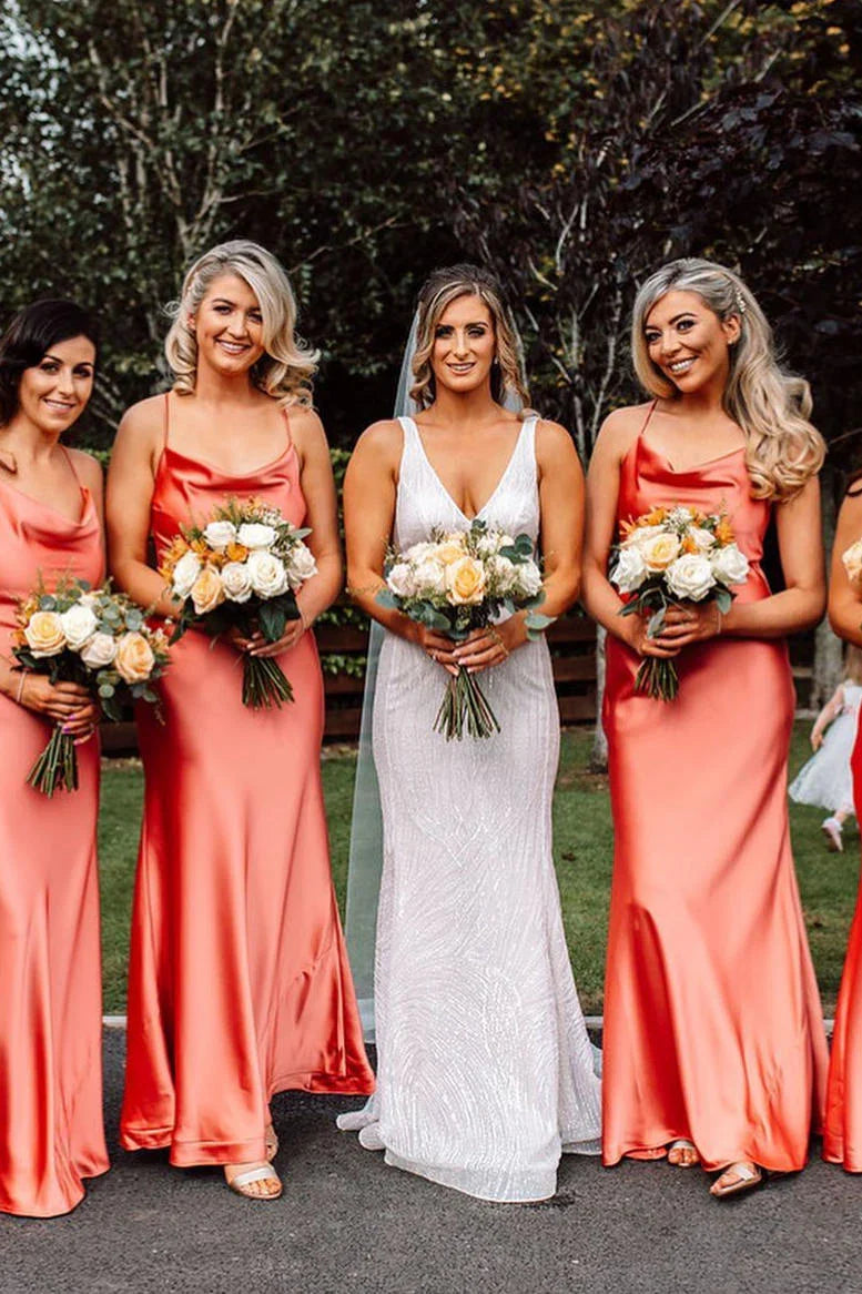 Spaghetti Straps Elegant Pink floor Lenght Long Bridesmaid Dress/Formal Women's Dresses