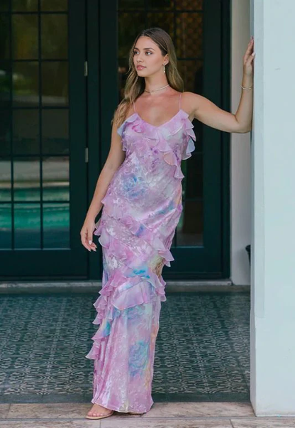 Spaghetti Straps Mermaid Pink Evening Dress Long Prom Dresses