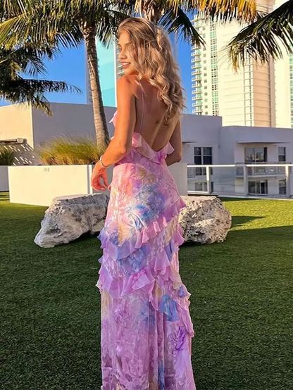 Spaghetti Straps Mermaid Pink Evening Dress Long Prom Dresses