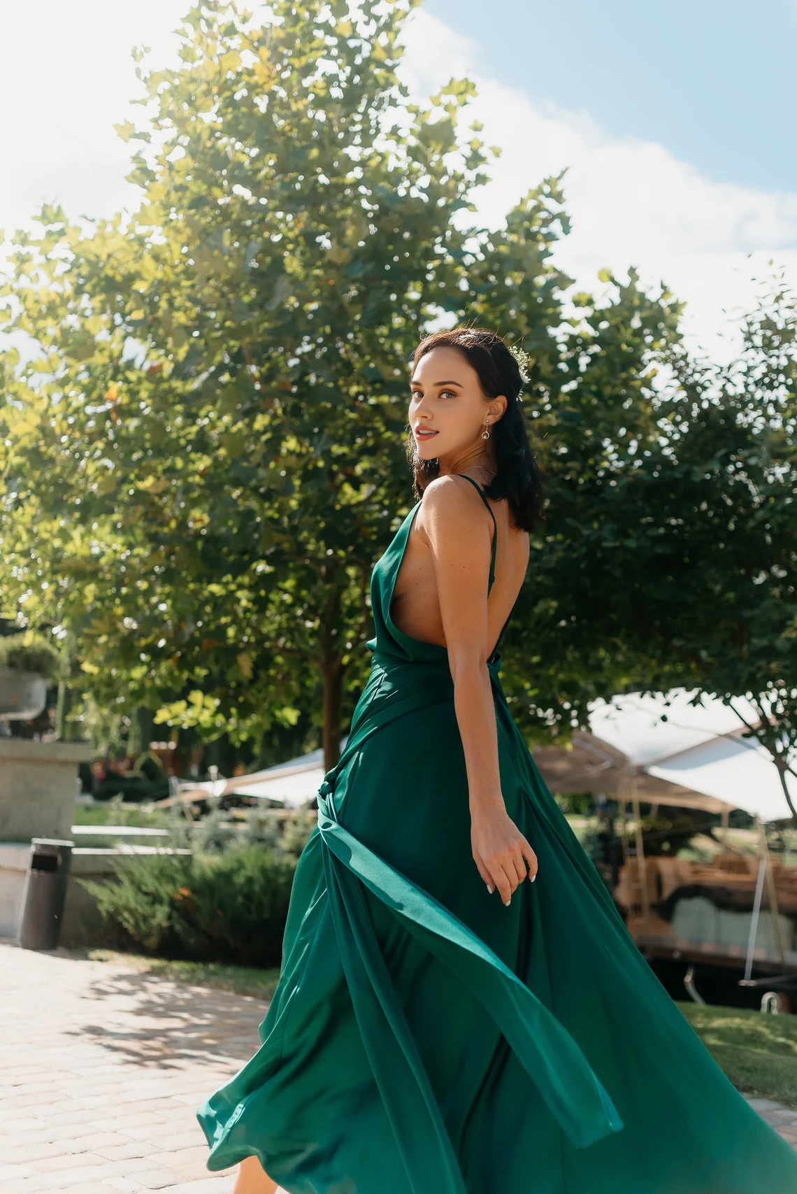 Spaghetti Straps Sleeveless A-line Floor Length V Neck Backless Simple Prom Party Dress