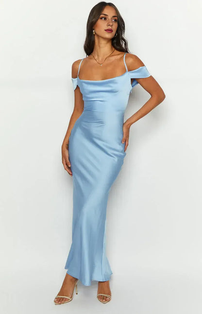 Spaghetti Straps Straight Neck Sleeveless Satin Trendy Mermaid/Trumpet Ankle-Length Prom Party Dresses Hot Sale Long Evening Dresses No Slit
