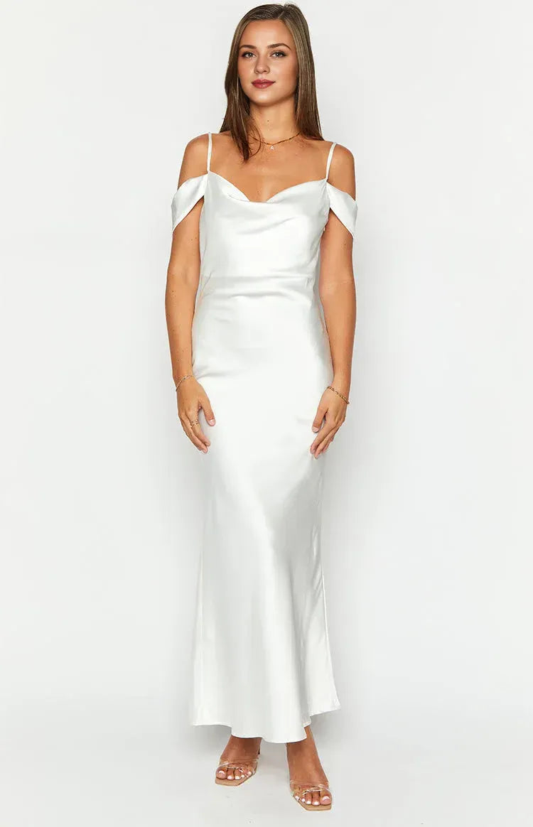Spaghetti Straps Straight Neck Sleeveless Satin Trendy Mermaid/Trumpet Ankle-Length Prom Party Dresses Hot Sale Long Evening Dresses No Slit
