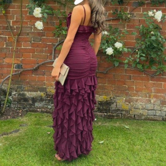 Spaghetti Straps Chiffon Prom Evening Party Dress