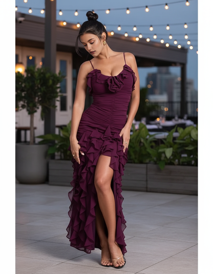 Spaghetti Straps Chiffon Prom Evening Party Dress