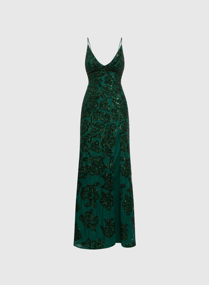 Sparkling Fitted Spaghetti Straps Sleeveless Sequin Floor-Length Prom Dress