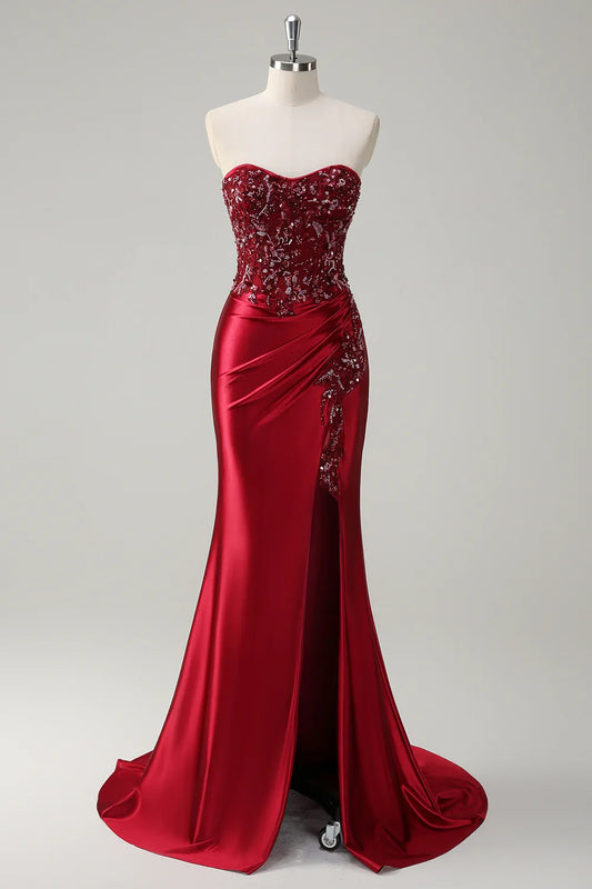 Sparkly Mermaid/Trumpet Corset Sleeveless Satin Sweep Train Prom Dress