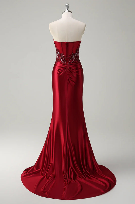 Sparkly Mermaid/Trumpet Corset Sleeveless Satin Sweep Train Prom Dress