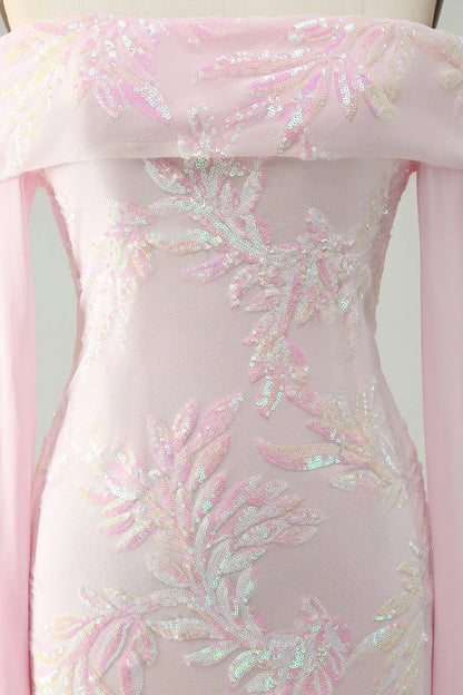 Sparkly Off the Shoulder Sequins Bodycon Homecoming Dress with Long Sleeves