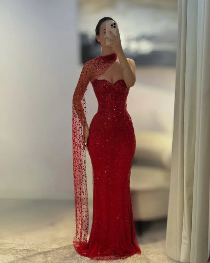 Sparkly Off the Shoulder Sleeveless Mermaid Crystal Tulle Sweep Train Prom Dress