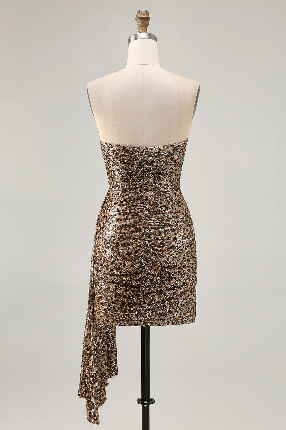 Sparkly Off the Shoulder Tight Sleeveless Leopard Print Short-Mini Homecoming Dress