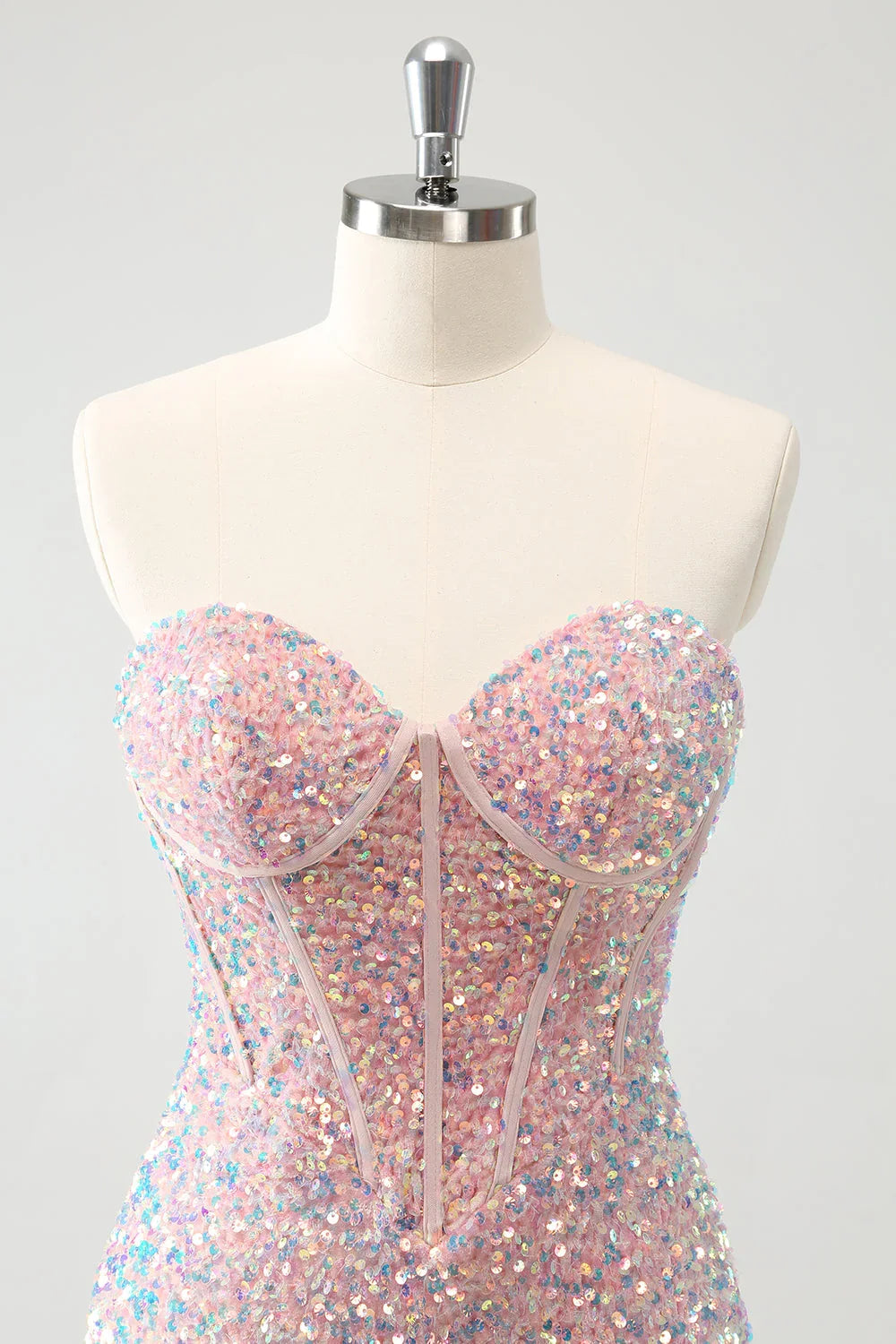 Sparkly Strapless Tight Short Homecoming Dress with Sequins
