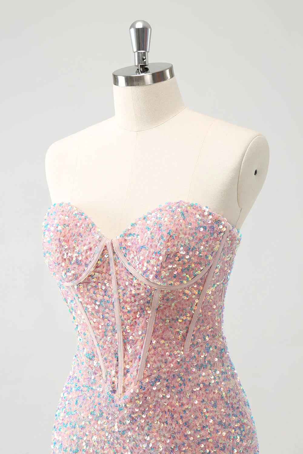 Sparkly Strapless Tight Short Homecoming Dress with Sequins