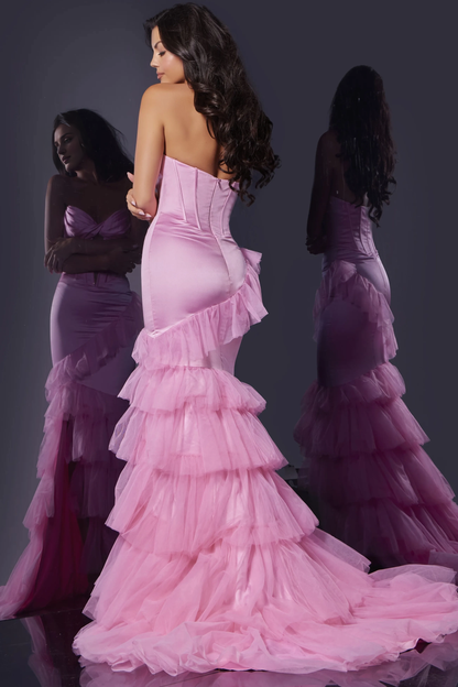 Dress Sweetheart Strapless Ruffle Tiered Back Zipper Gown Prom Dress/Formal Wear Dresses