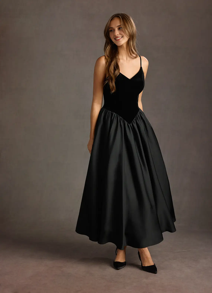 Stores With Prom Dresses Black Spaghetti Straps Sleeveless A-line Prom Dress Simple Formal Wear Dresses