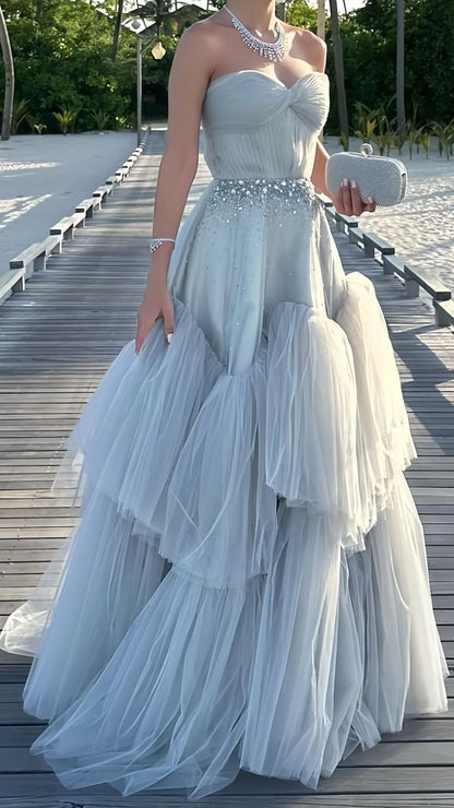 Stores With Prom Dresses Off-the-Shoulder Sweetheart A-Line Tiered Ruffle Prom Dresses Beaded Women Prom Dress Formal Wear Dresses
